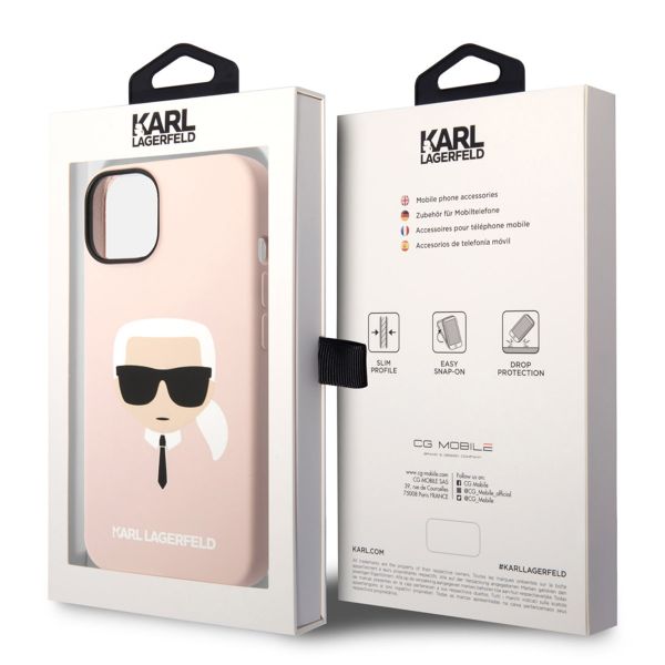 Karl Lagerfeld Karl's Head Liquid Silikonhülle MagSafe iPhone für das 14 - Rosa