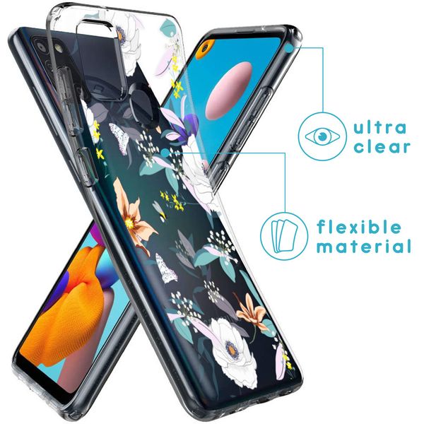 imoshion Design Hülle Samsung Galaxy A21s - Blume - Weiß