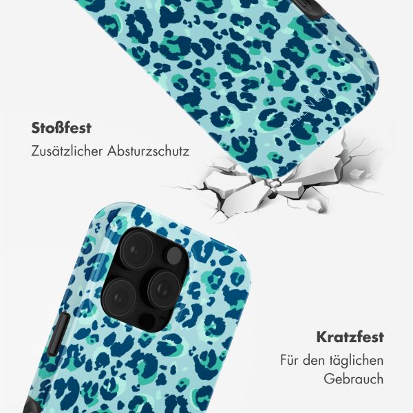 Selencia Vivid Tough Back Cover mit MagSafe für das iPhone 16 Pro - Wild Spots Light Blue