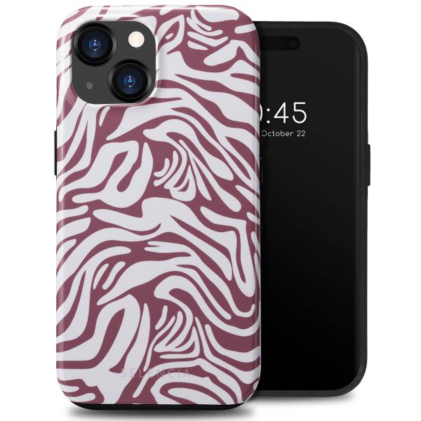 Selencia Vivid Tough Back Cover für das iPhone 15  - Trippy Swirl Dark Rose