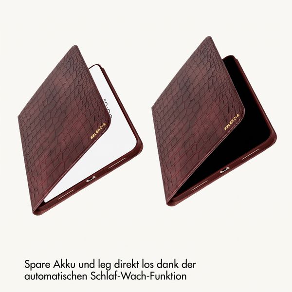 Selencia Croco Klaphülle Apple iPad 11 (2025) 11 Zoll A16 / iPad 10 (2022) 10.9 Zoll - Burgundy