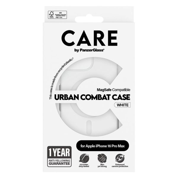 CARE by PanzerGlass Urban Combat Case MagSafe für das iPhone 16 Pro Max - Transparent / Weiß