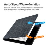 imoshion Canvas Sleepcover Klapphülle mit Stand für das Kobo Libra 2 / Tolino Vision 6 - Glitter Schwarz