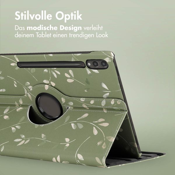 imoshion 360° drehbare Design Klapphülle Samsung Galaxy Tab S10 Ultra / Tab S9 Ultra - Green Flowers