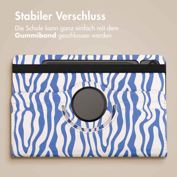 imoshion 360° drehbare Design Klapphülle Samsung Galaxy Tab S10 FE / S9 FE - White Blue Stripes