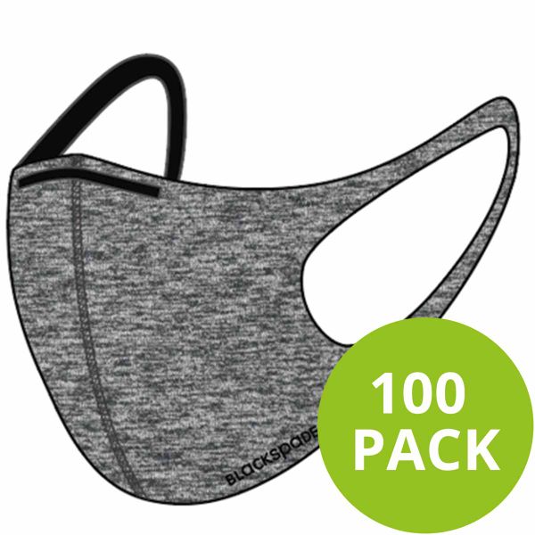 Blackspade 100 pack - Waschbarer Unisex-Mundschutz für Erwachsene – Wiederverwendbare Stretch-Baumwolle - Grau