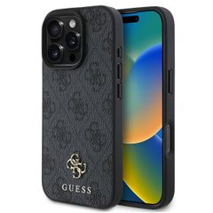 Guess 4G Metal Logo Back Cover MagSafe für das iPhone 16 Pro - Schwarz