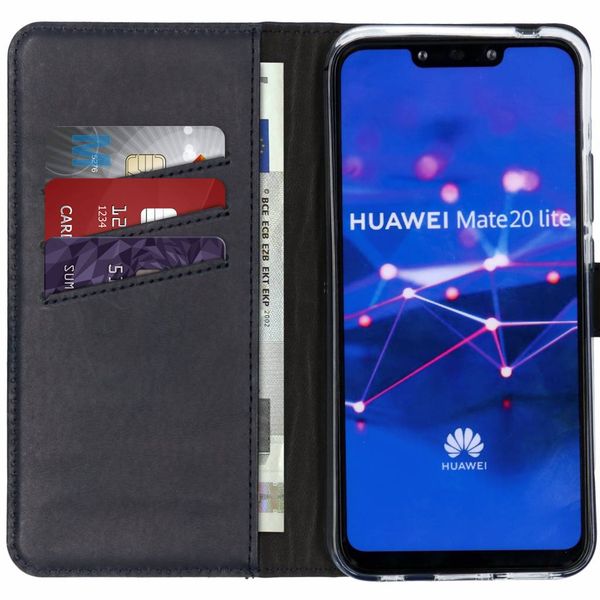 Selencia Echtleder Klapphülle Dunkelblau das Huawei Mate 20 Lite