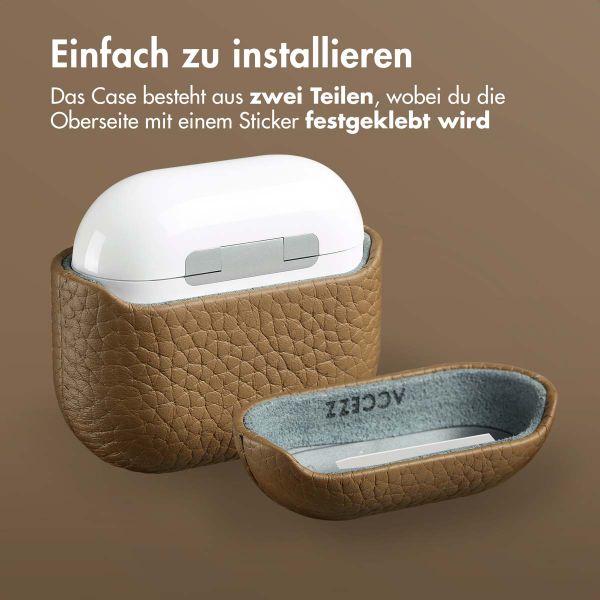 Accezz Echtes Leder Case Apple AirPods 4 - Taupe