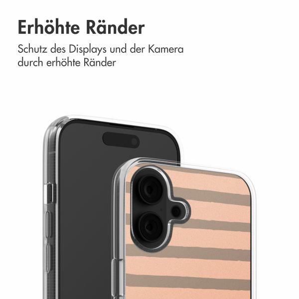 imoshion Design Hülle Apple iPhone 16 - Striped peach reverse