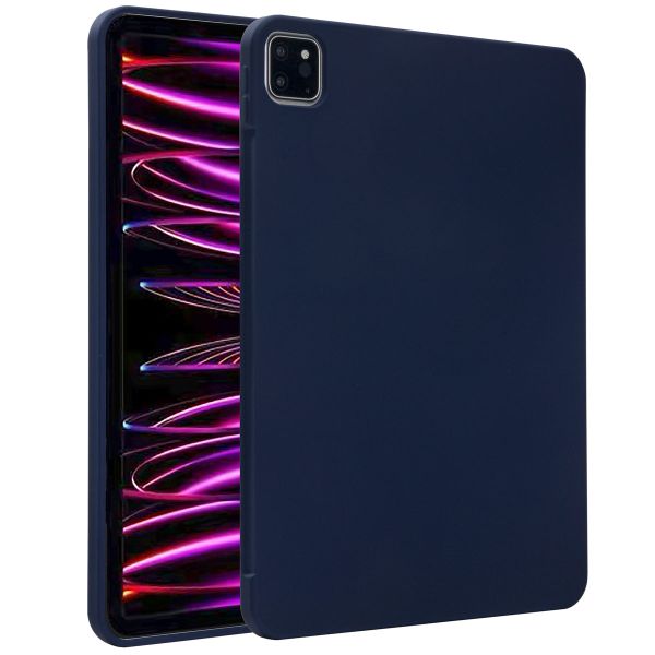 Accezz Liquid Silicone Back Cover mit Stifthalter für das iPad Pro 11 (2018/2020/2021/2022) - Dunkelblau