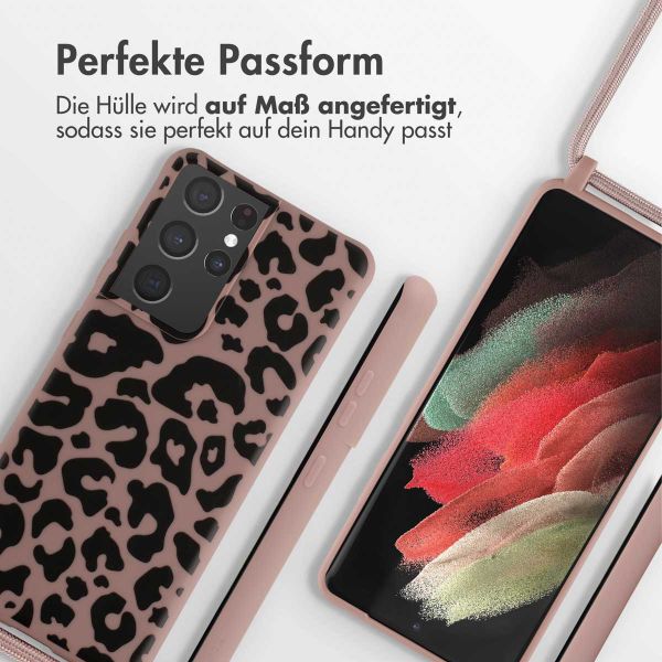 imoshion Silikonhülle design mit Band für das Samsung Galaxy S21 Ultra - Animal Pink