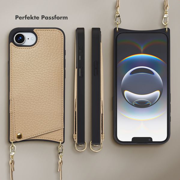 Selencia Nova HandyHülle mit Kordel und Kartenhalter Apple iPhone 16e - Beige
