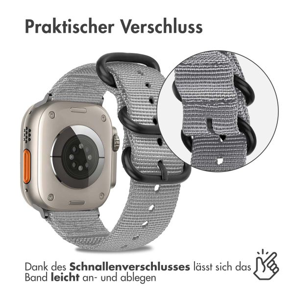 imoshion Nylonarmband für das Apple Watch Series 1-10 / SE / Ultra (2) - 42/44/45/46/49 mm - Hellgrau