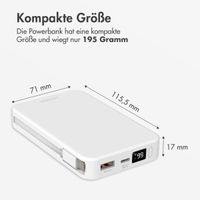 Accezz Powerbank 10.000 mAh mit integrierten Kabeln – Weiß