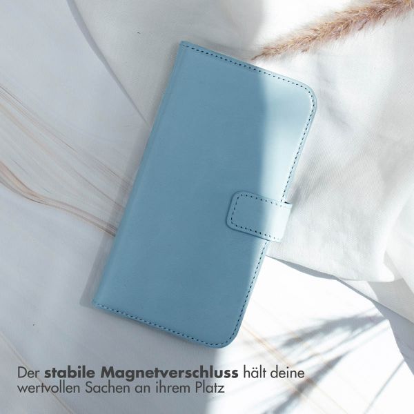 Selencia Echtleder Klapphülle für das Apple iPhone 16 Pro - Air Blue