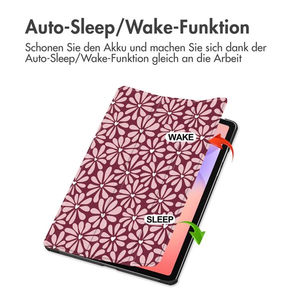 imoshion Design Trifold Klaphülle Samsung Galaxy Tab S9 11.0 Zoll / Tab S10 FE / S9 FE 10.9 Zoll - Bloom Love Blush