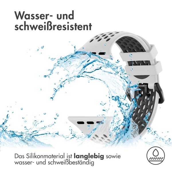 imoshion Silikonsportarmband Buckle für das Apple Watch Series 1 bis 10 / SE / Ultra (2) (44/45/46/49 mm) - Weiß / Schwarz