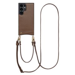 Selencia Nova HandyHülle mit Kordel und Kartenhalter Samsung Galaxy S24 Ultra - Mocha Brown