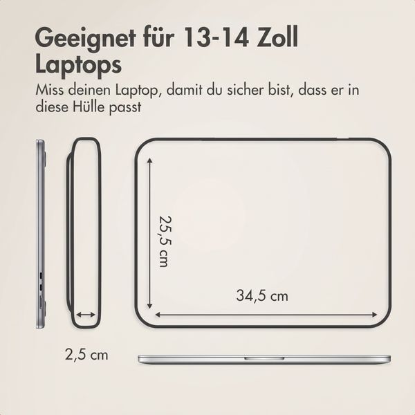 Accezz Leather Laptop Hülle mit Reißverschluss 13-14 Zoll - Laptop Sleeve - Beige