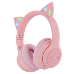 imoshion Kabellose Kinderkopfhörer LED Light Cat Ear - Dezibelbegrenzer - Mit AUX-Kabel - Rosa