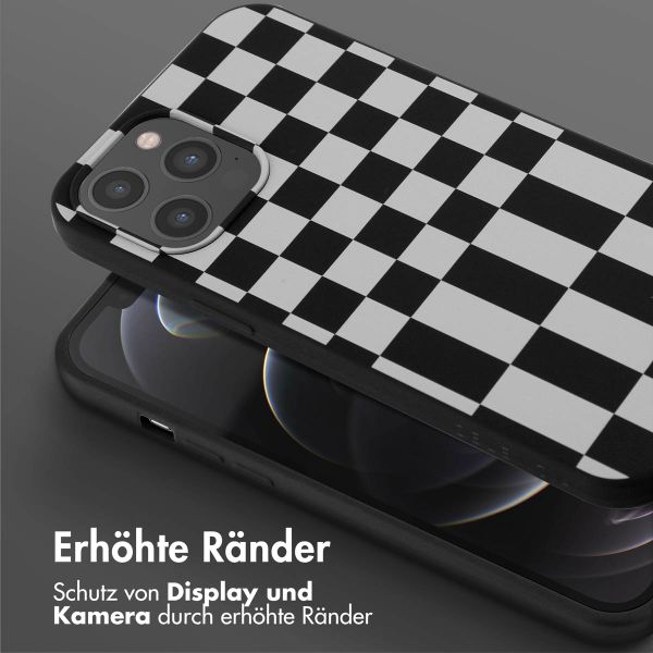 Selencia SilikonHülle design mit abnehmbarem Band Apple iPhone 12 Pro Max - Irregular Check Black
