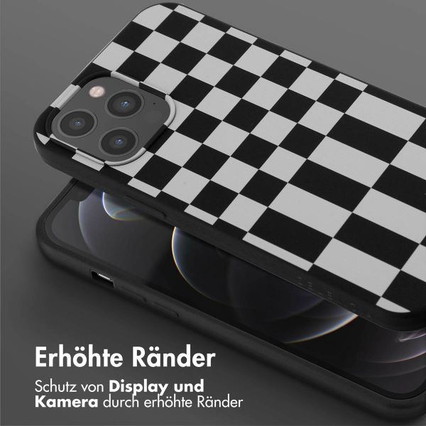 Selencia Silikonhülle design mit abnehmbarem Band für das iPhone 12 Pro Max - Irregular Check Black