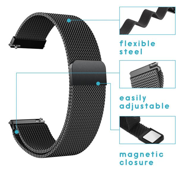 imoshion Magnetisches Milanaise Armband für das  Samsung Galaxy Watch 3 (45 mm) / Watch (46 mm) / Gear S3 Frontier / Gear S3 Classic (22 mm) - Schwarz