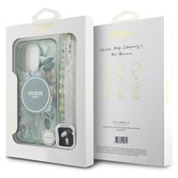 Guess MagSafe IML Flowers Case mit Beads Strap für das iPhone 16 Pro Max - Green