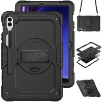 Accezz Robustes Back Cover mit Schultergurt für das Samsung Galaxy Tab S10 Plus / Tab S9 FE Plus / Tab S9 Plus 12.4 Zoll - Schwarz