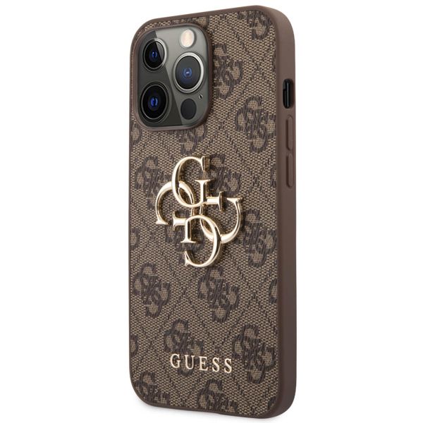 Guess 4G Metal Logo Back Cover für das iPhone 13 Pro - Braun