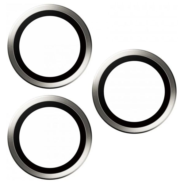 PanzerGlass Kameraprotektor Hoops Optic Rings für das Apple iPhone 15 Pro / 15 Pro Max - White Metal