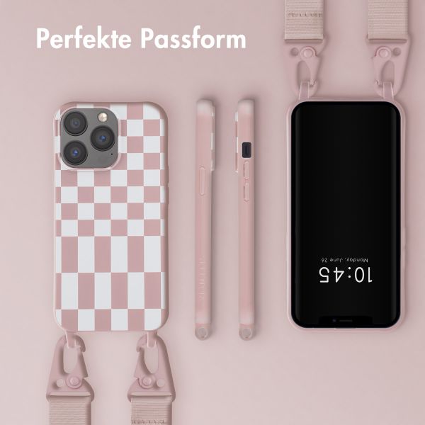 Selencia SilikonHülle design mit abnehmbarem Band Apple iPhone 13 Pro - Irregular Check Sand Pink