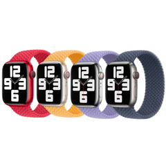 Apple 4 Pack Geflochtenes Solo Loop für Apple Watch | 38/40/41/42 mm - Größe 3 - (PRODUCT)RED / Maize / Lavender / Storm Blue