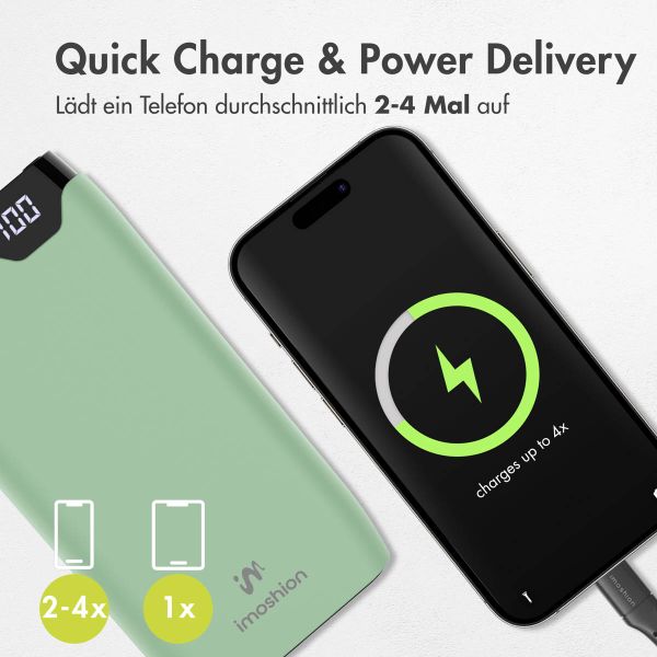 imoshion Powerbank - 20.000 mAh - Schnelles Aufladen und Power Delivery - Grün