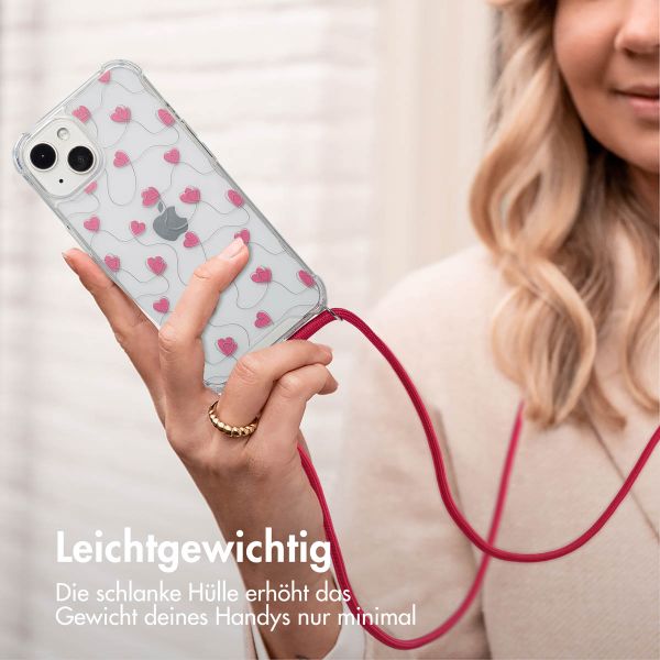 imoshion Design Hülle mit Band Apple iPhone 13 - Dusty Rose Connected Hearts