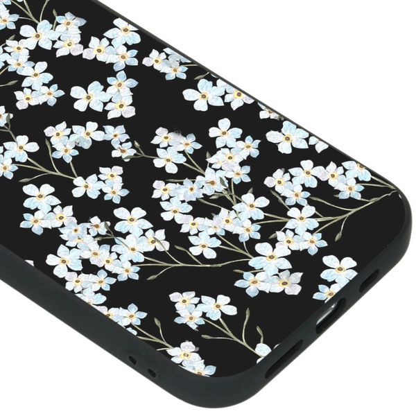 imoshion Design Hülle iPhone 12 (Pro) - Blume - Weiß / Schwarz