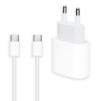 Apple Original USB-C Power Adapter 20 Watt + Original USB-C auf USB-C Ladekabel - 2 Meter - Weiß