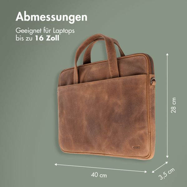 Accezz Leather Laptoptasche 16 Zoll - Cognac