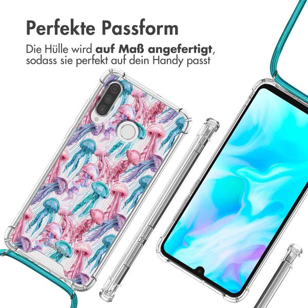 imoshion Design Hülle mit Band für das Huawei P30 Lite - Jellyfish Watercolor