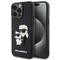 Karl Lagerfeld Karl & Choupette 3D Rubber Hardcase Backcover für das Apple iPhone 15 Pro Max - Schwarz