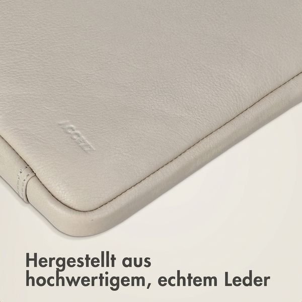 Accezz Leather Laptop Hülle mit Reißverschluss 15-16 Zoll - Laptop Sleeve - Beige