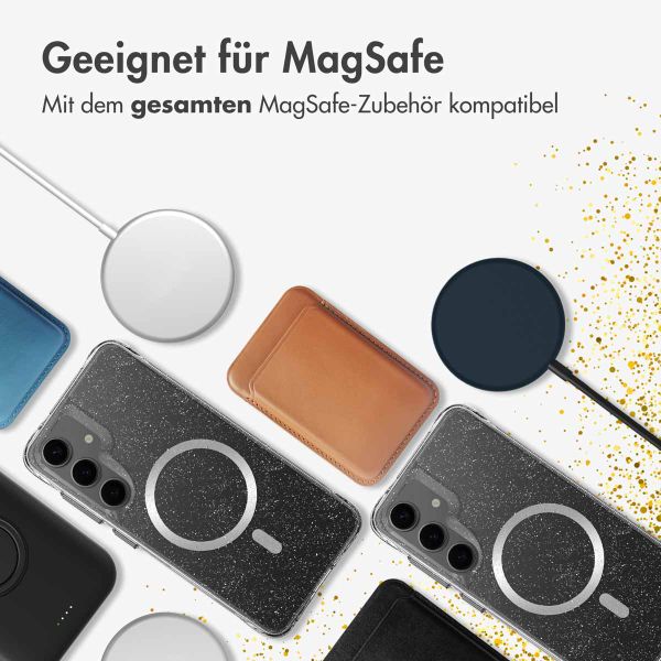 imoshion Klare Glitter Backcover mit MagSafe Samsung Galaxy S25 Plus - Silber
