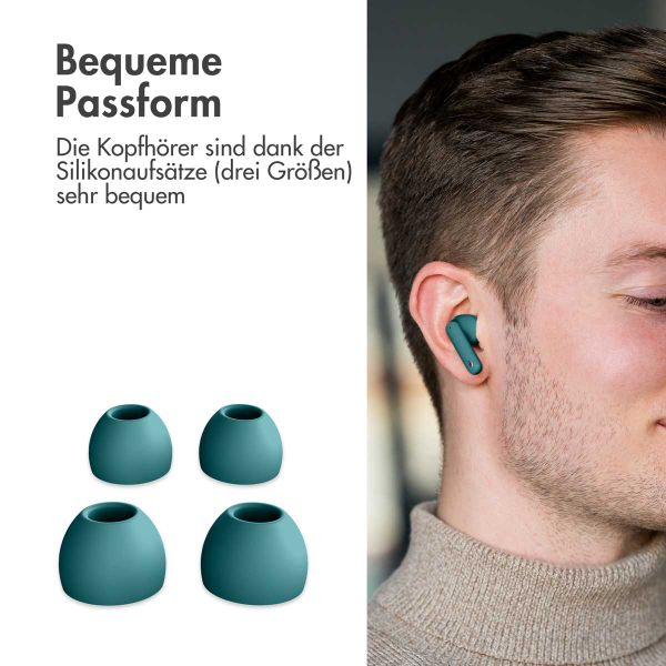 imoshion Aura Pro Earbuds – Kabellose Kopfhörer – Kabellose Bluetooth-Kopfhörer – Mit ANC-Geräuschunterdrückungsfunktion - Petrol Green