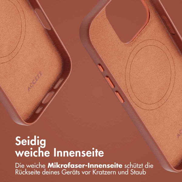 Accezz MagSafe Leather Backcover für das iPhone 16 Pro - Sienna Brown