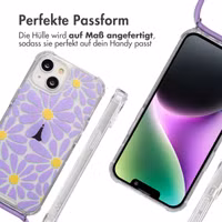 imoshion Design Hülle mit Band Apple iPhone 14 - Tropical Violet Flowers Connect