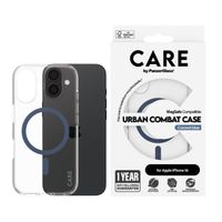 CARE by PanzerGlass Urban Combat Case MagSafe für das iPhone 16 - Transparent / Blau