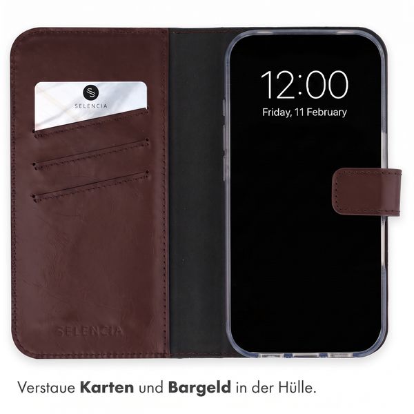 Selencia Echtleder Klapphülle Apple iPhone 18 Pro / 17 Pro - Braun