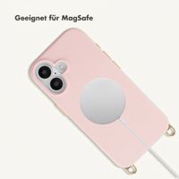Selencia Rivièra MagSafe Backcover mit abnehmbaren Haken für das Apple iPhone 16 - Sorbet Pink + Chain Charm - Silver
