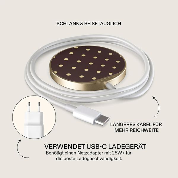 Burga Kabelloses magnetisches Ladegerät - MagSafe und Qi2 - Sorry Busy / Gold
